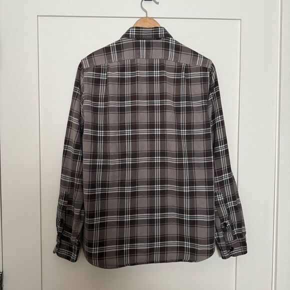 J Crew Flannel Shirt Mens Sz S Gray Plaid Slim Fit Button Up 100% Cotton Outdoor - Picture 5 of 9